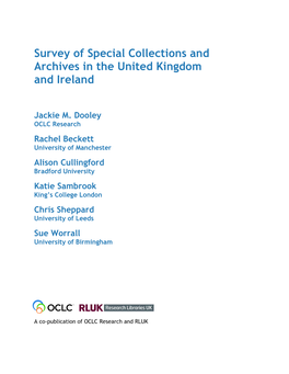 Survey of Special Collections and Archives in the United Kingdom and Ireland