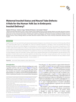 Maternal Inositol Status and Neural Tube Defects: a Role for the Human Yolk Sac in Embryonic Inositol Delivery?