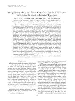 Sex-Specific Effects of an Avian Malaria Parasite on an Insect Vector