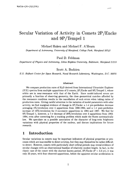 Secular Variation of Activity in and 9P/Tempel Comets 2P/Encke 1