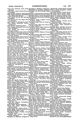 SOMERSETSHIRE. FAR 633 "Baker John Cannicott, Crock Street, Barn.Stable J