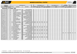 Midweek Basketball Coupon 20/10/2020 09:16 1 / 1