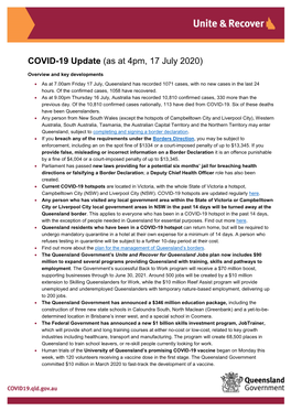 COVID-19 Update (As at 4Pm, 17 July 2020)