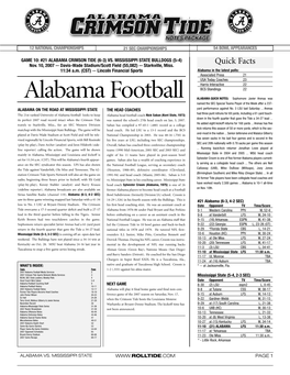 2007 Alabama Game Notes (Vs. Mississippi State)