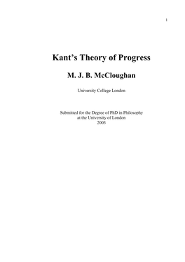 Kant's Theory of Progress
