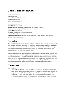 Game Narrative Review