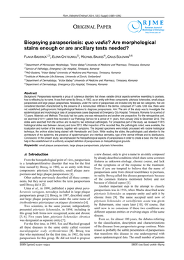 R J M E RIGINAL APER Romanian Journal of O P Morphology & Embryology