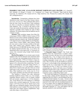 Possible Volcanic Avalanche Deposit North of Gale Crater