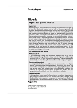 Nigeria Nigeria at a Glance: 2003-04