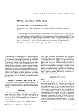 Dermal Sinus Tracts of the Spine