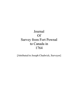 Journal of Survey from Fort Pownal to Canada in 1764