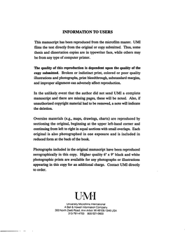 U·M·I University Microfilms International a Bell & Howell Lnforma11on Company 300 North Zeeb Road