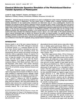 Transfer Dynamics of Plastocyanin