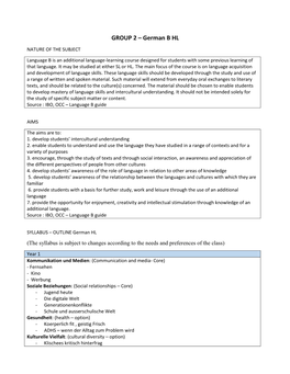 GROUP 2 – German B HL