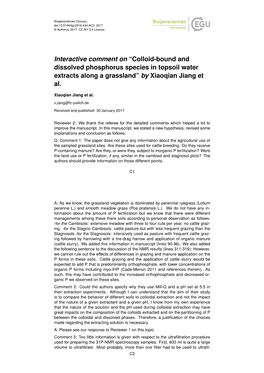 Colloid-Bound and Dissolved Phosphorus Species in Topsoil Water Extracts Along a Grassland” by Xiaoqian Jiang Et Al