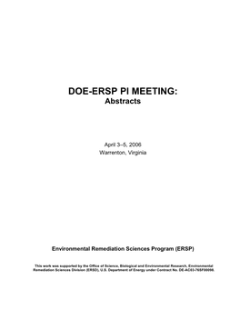 DOE-ERSP PI MEETING: Abstracts