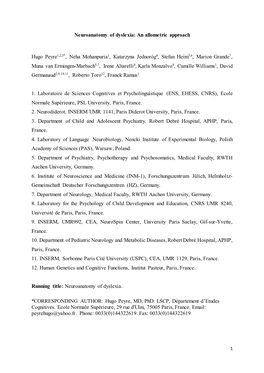 Neuroanatomy of Dyslexia: an Allometric Approach