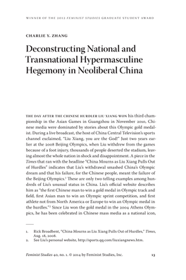 Deconstructing National and Transnational Hypermasculine Hegemony in Neoliberal China