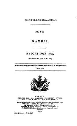 Annual Report of the Colonies. Gambia 1909