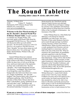 The Round Tablette Founding Editor: James W