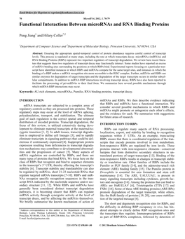 Functional Interactions Between Micrornas and RNA Binding Proteins