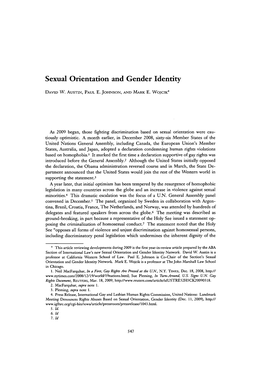 Sexual Orientation and Gender Identity