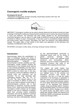 Cosmogenic Nuclide Analysis