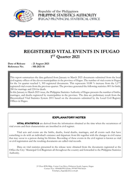 Ifugao-Vital-Stat-1St Quarter 2021.Pdf