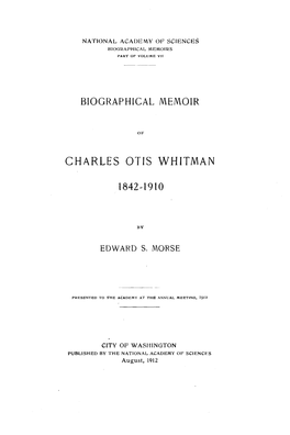 BIOGRAPHICAL MEMOIR CHARLES OTIS Whitivlan 1842-1910