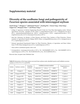 Supplementary Material Diversity of the Seedborne Fungi And