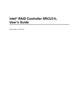 Intel® RAID Controller SRCU31L User's Guide