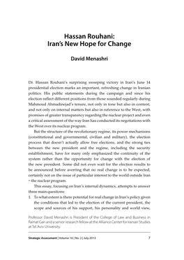 Hassan Rouhani: Iran's New Hope for Change