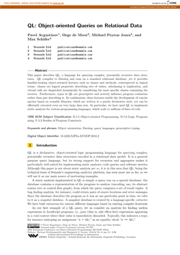 QL: Object-Oriented Queries on Relational Data