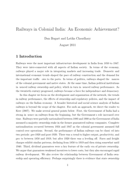 Railways in Colonial India: an Economic Achievement?