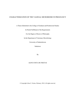 Characterization of the Vaginal Microbiome in Pregnancy