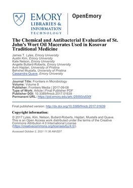The Chemical and Antibacterial Evaluation of St