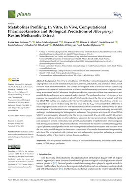 Metabolites Profiling, in Vitro, in Vivo, Computational Pharmacokinetics