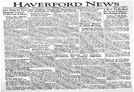 Haverford News2 627� $2.00 a Year Volume 33—Number 11 Haverford (And Ardmore), Pa., Tuesday, December 2, 1941 R