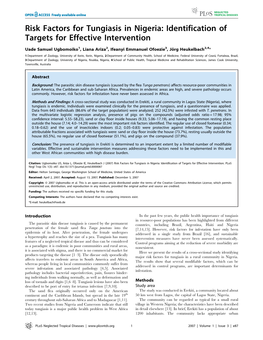 Risk Factors for Tungiasis in Nigeria: Identification of Targets for Effective Intervention