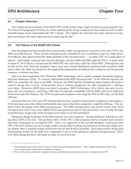 CPU Architecture Chapter Four