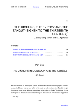 9 the Uighurs, the Kyrgyz and the Tangut (Eighth to The
