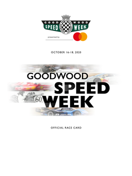 Official Race Card October 16-18, 2020
