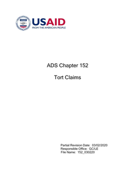 ADS Chapter 152 Tort Claims