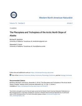 The Plecoptera and Trichoptera of the Arctic North Slope of Alaska