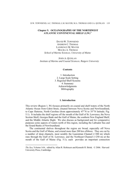 Chapter 5. OCEANOGRAPHY of the NORTHWEST ATLANTIC CONTINENTAL SHELF (1,W) 1