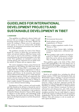 Guidelines for International Development Projects and Sustainable Development in Tibet