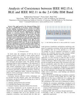 Analysis of Coexistence Between IEEE 802.15.4, BLE and IEEE 802.11 in the 2.4 Ghz ISM Band