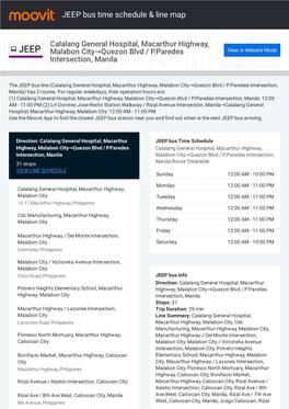 JEEP Bus Time Schedule & Line Route