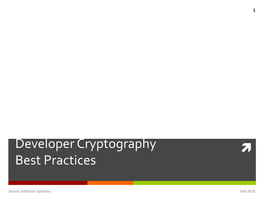 Developer Cryptography Best Practices