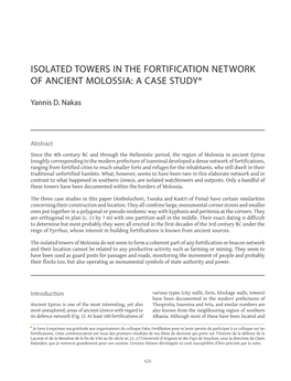 Isolated Towers in the Fortification Network of Ancient Molossia: a Case Study*